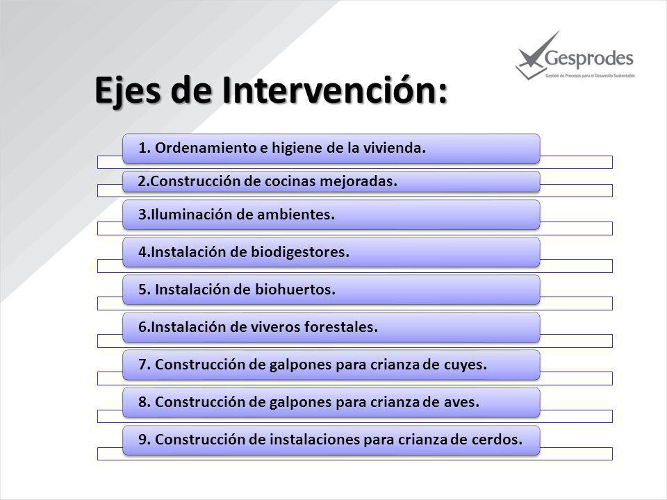 Ejes de Intervención: 1. Ordenamiento e higiene de la vivienda.