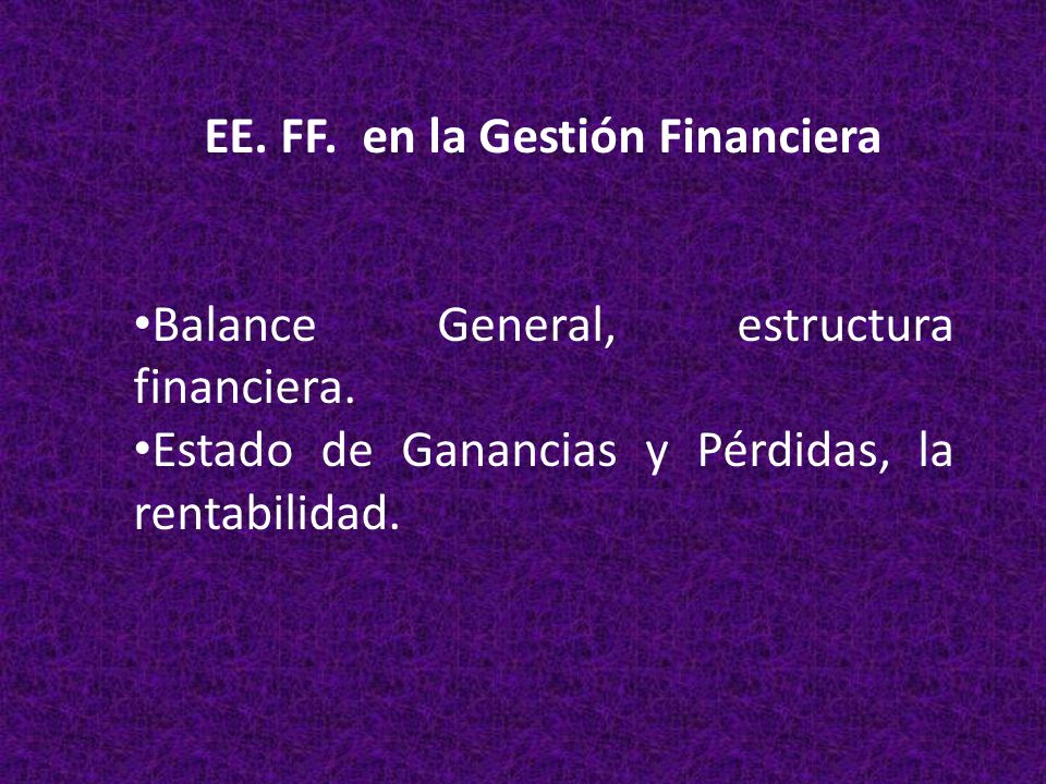 EE. FF. en la Gestión Financiera