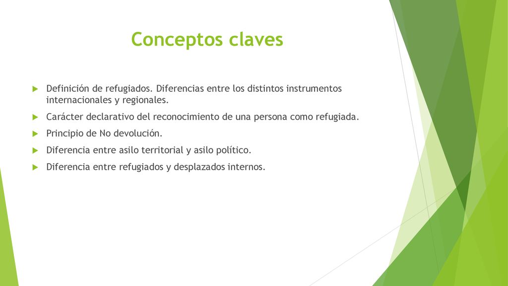 Conceptos claves Definición de refugiados. Diferencias entre los distintos instrumentos internacionales y regionales.