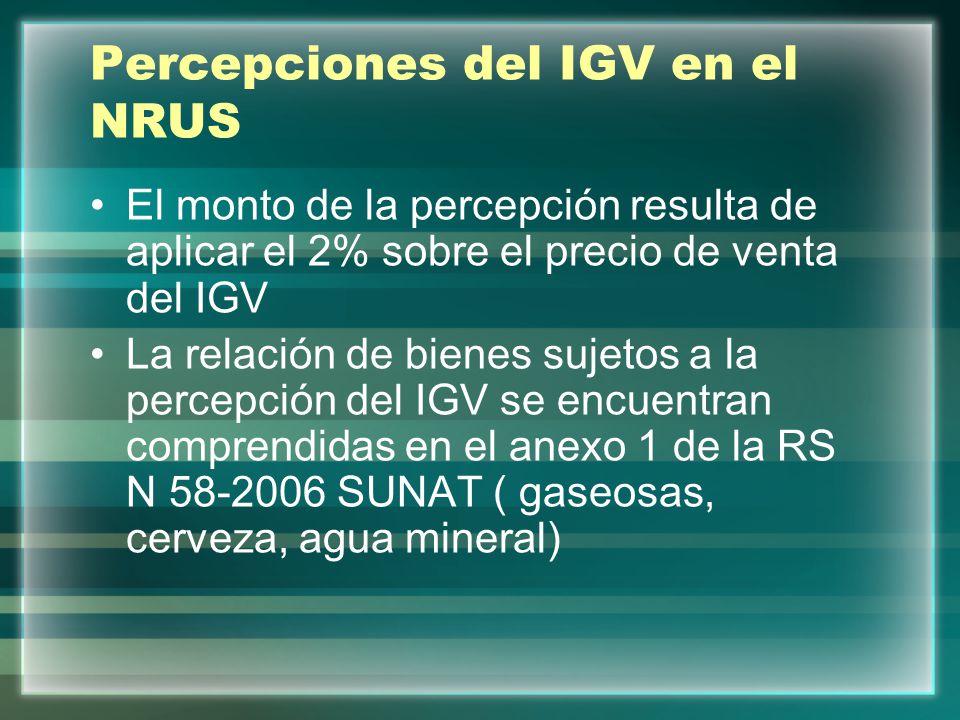 Percepciones del IGV en el NRUS