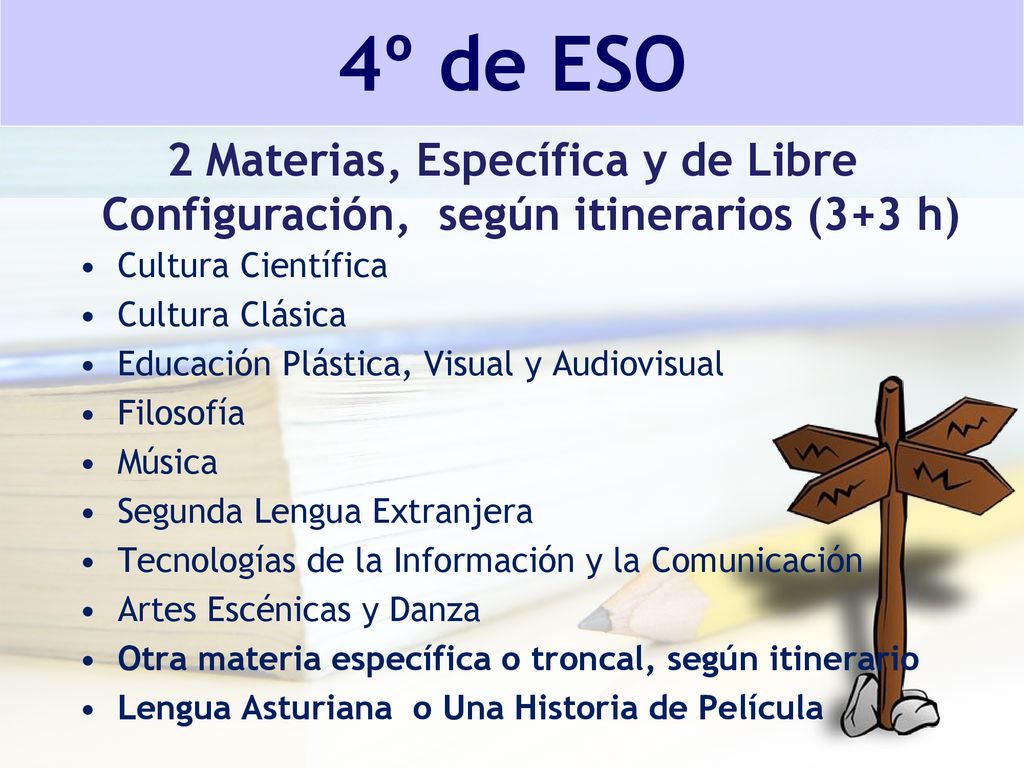 4º de ESO 2 Materias, Específica y de Libre Configuración, según itinerarios (3+3 h) Cultura Científica.