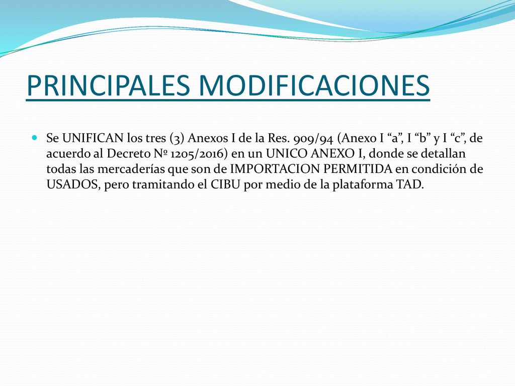 PRINCIPALES MODIFICACIONES