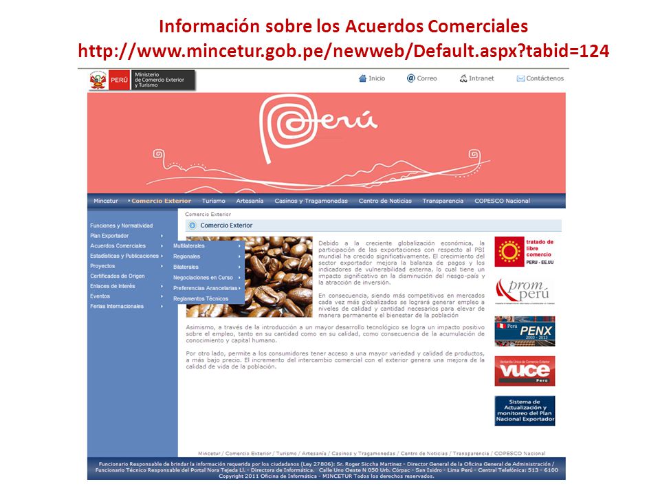Información sobre los Acuerdos Comerciales   mincetur. gob
