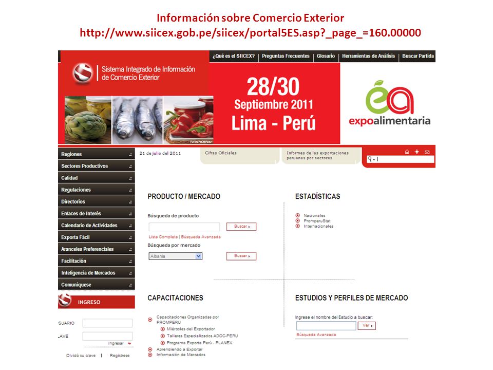 Información sobre Comercio Exterior   siicex. gob