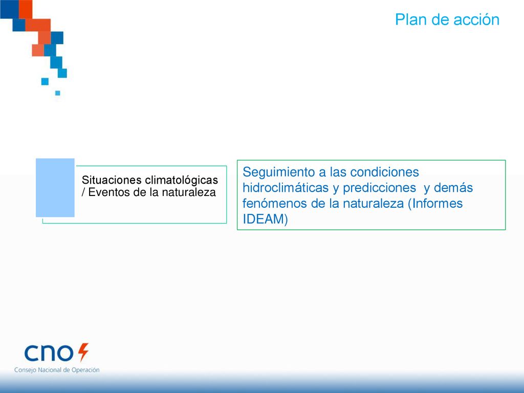 Plan de acción Situaciones climatológicas / Eventos de la naturaleza.
