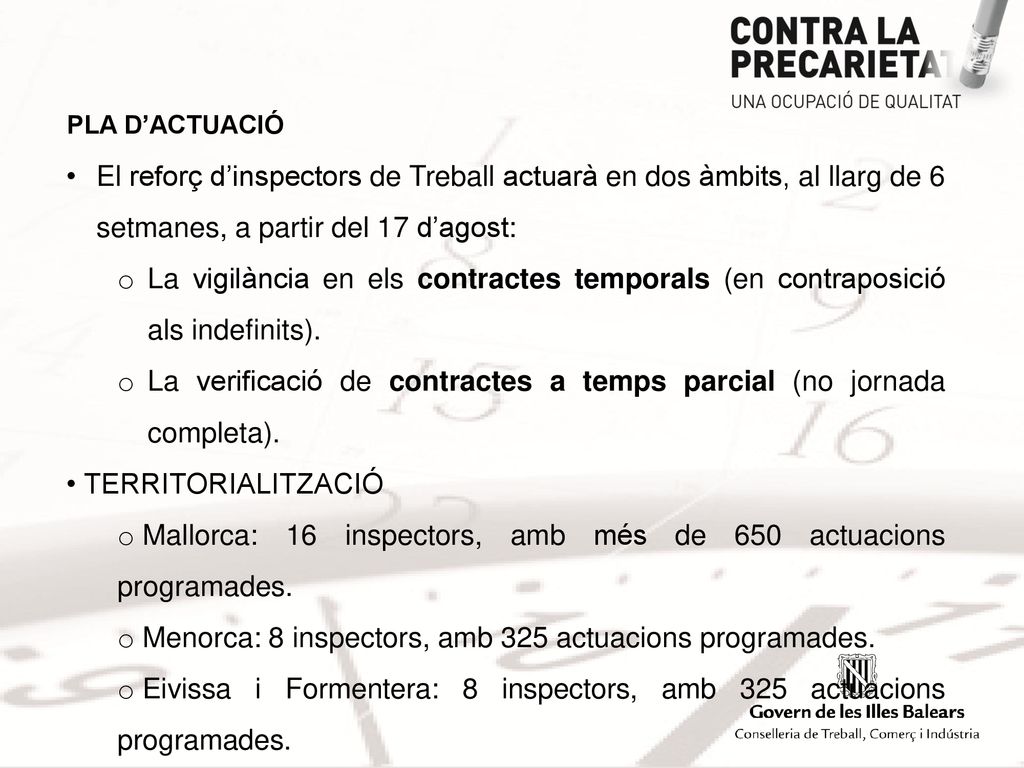 La verificació de contractes a temps parcial (no jornada completa).