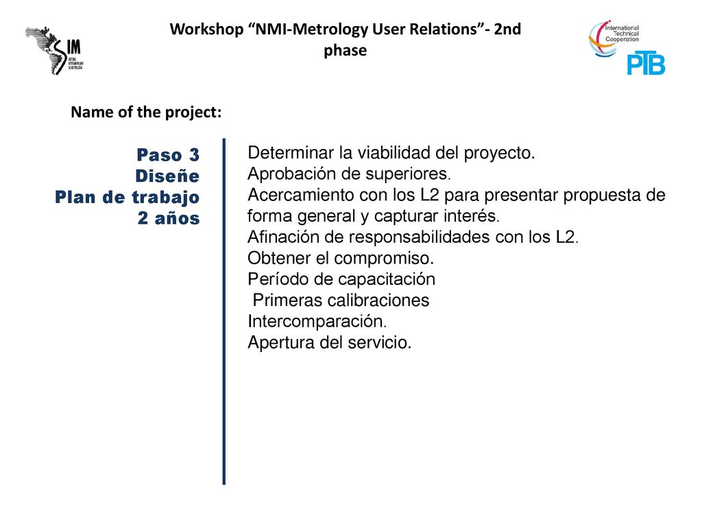Paso 3 Diseñe. Plan de trabajo. 2 años. Determinar la viabilidad del proyecto. Aprobación de superiores.