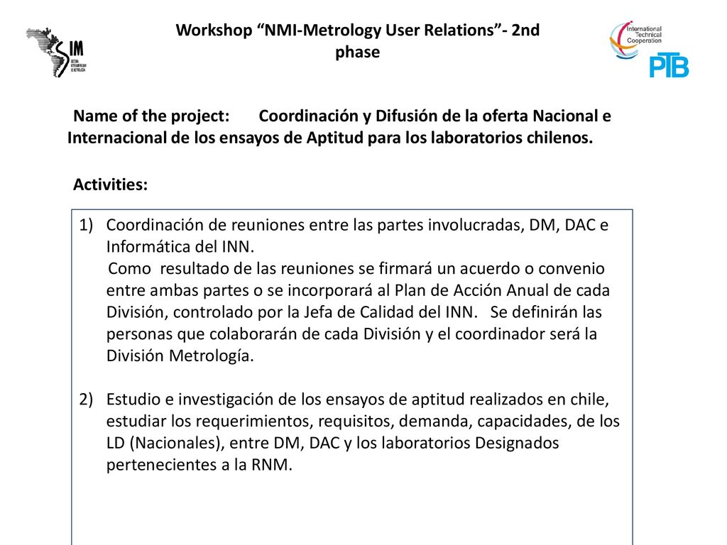 Coordinación y Difusión de la oferta Nacional e Internacional de los ensayos de Aptitud para los laboratorios chilenos.