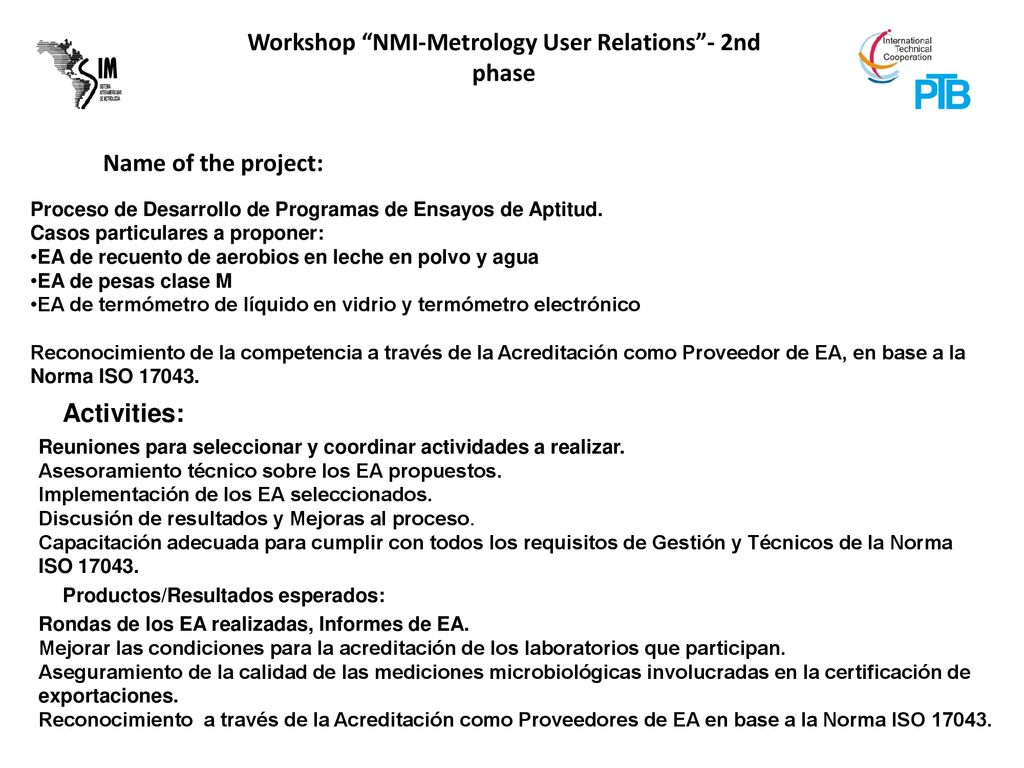 Activities: Proceso de Desarrollo de Programas de Ensayos de Aptitud.