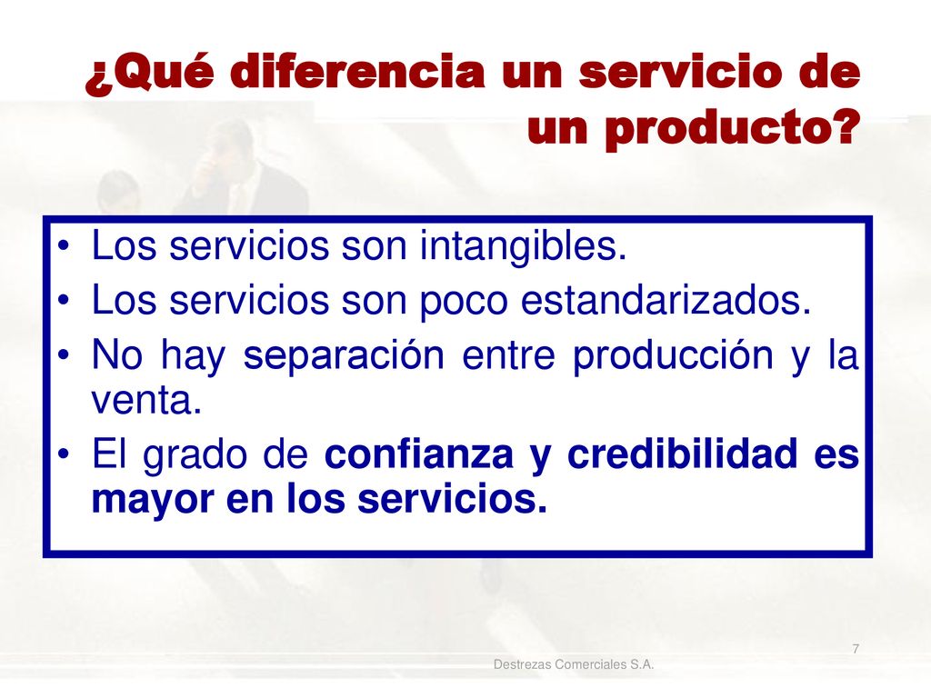 ¿Qué diferencia un servicio de un producto