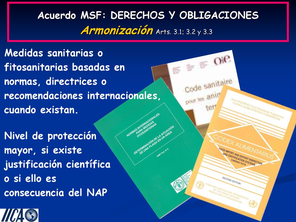 Acuerdo MSF: DERECHOS Y OBLIGACIONES Armonización Arts. 3.1; 3.2 y 3.3