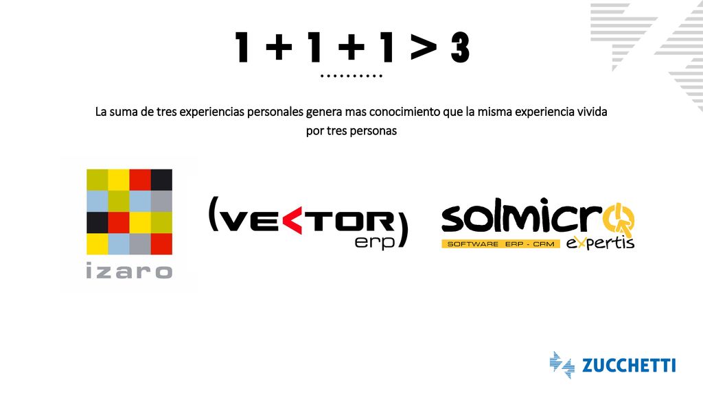 > 3 La suma de tres experiencias personales genera mas conocimiento que la misma experiencia vivida por tres personas.