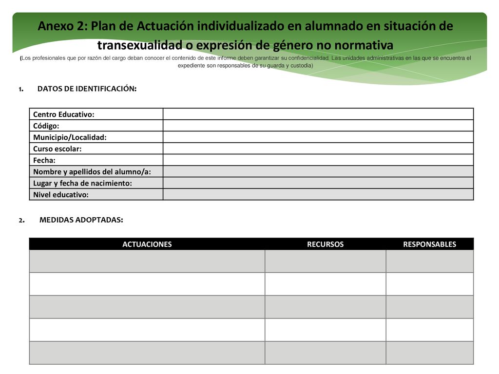 Anexo 2: Plan de Actuación individualizado en alumnado en situación de transexualidad o expresión de género no normativa