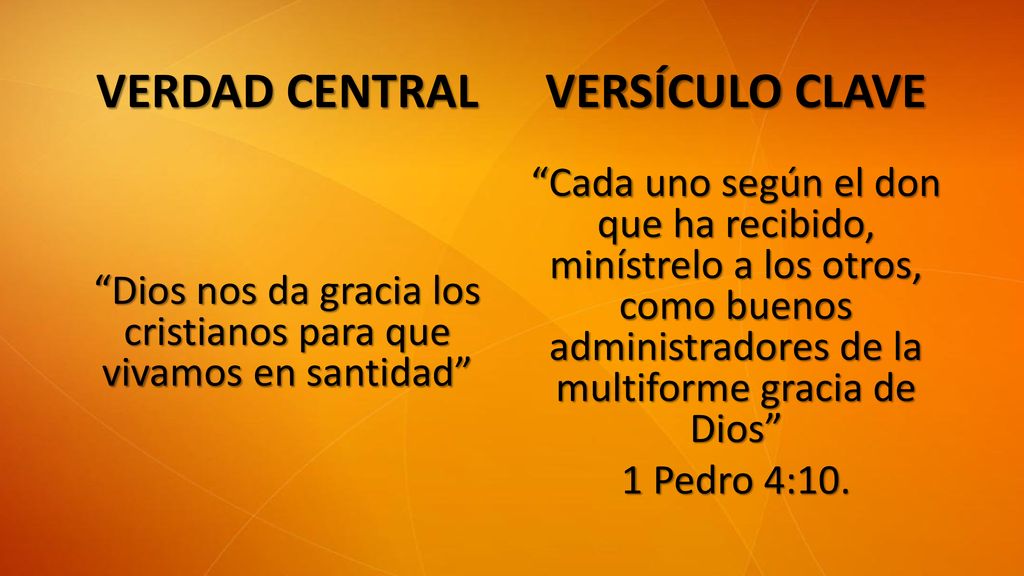 Dios nos da gracia los cristianos para que vivamos en santidad
