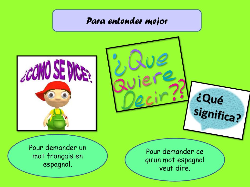 Para entender mejor Pour demander un mot français en espagnol.