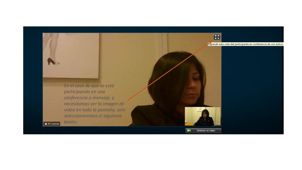 En el caso de que se esté participando en una conferencia o mensaje, y necesitamos ver la imagen de video en toda la pantalla, solo seleccionaremos el siguiente botón: