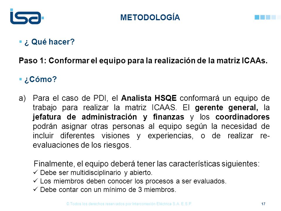 Paso 1: Conformar el equipo para la realización de la matriz ICAAs.
