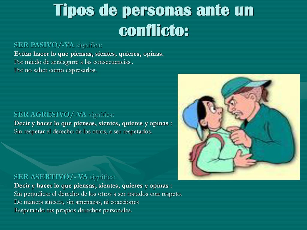 Tipos de personas ante un conflicto: