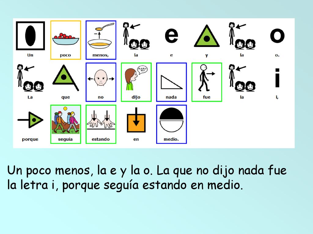 Un poco menos, la e y la o. La que no dijo nada fue la letra i, porque seguía estando en medio.