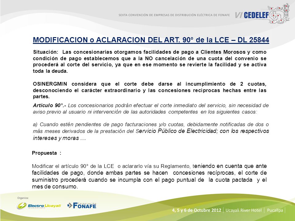 MODIFICACION o ACLARACION DEL ART. 90° de la LCE – DL 25844