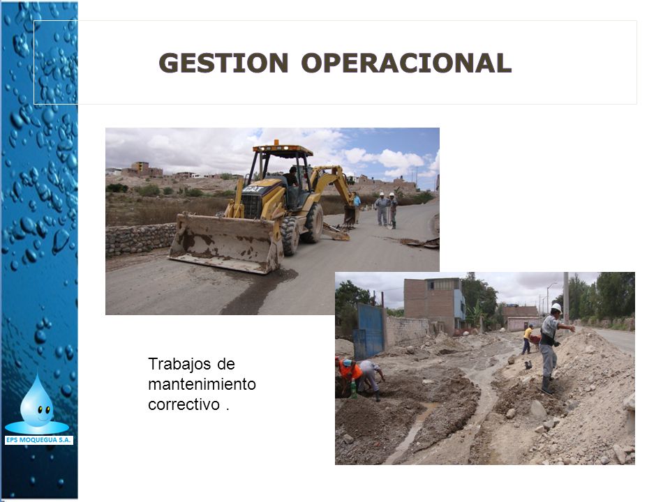 GESTION OPERACIONAL Trabajos de mantenimiento correctivo .