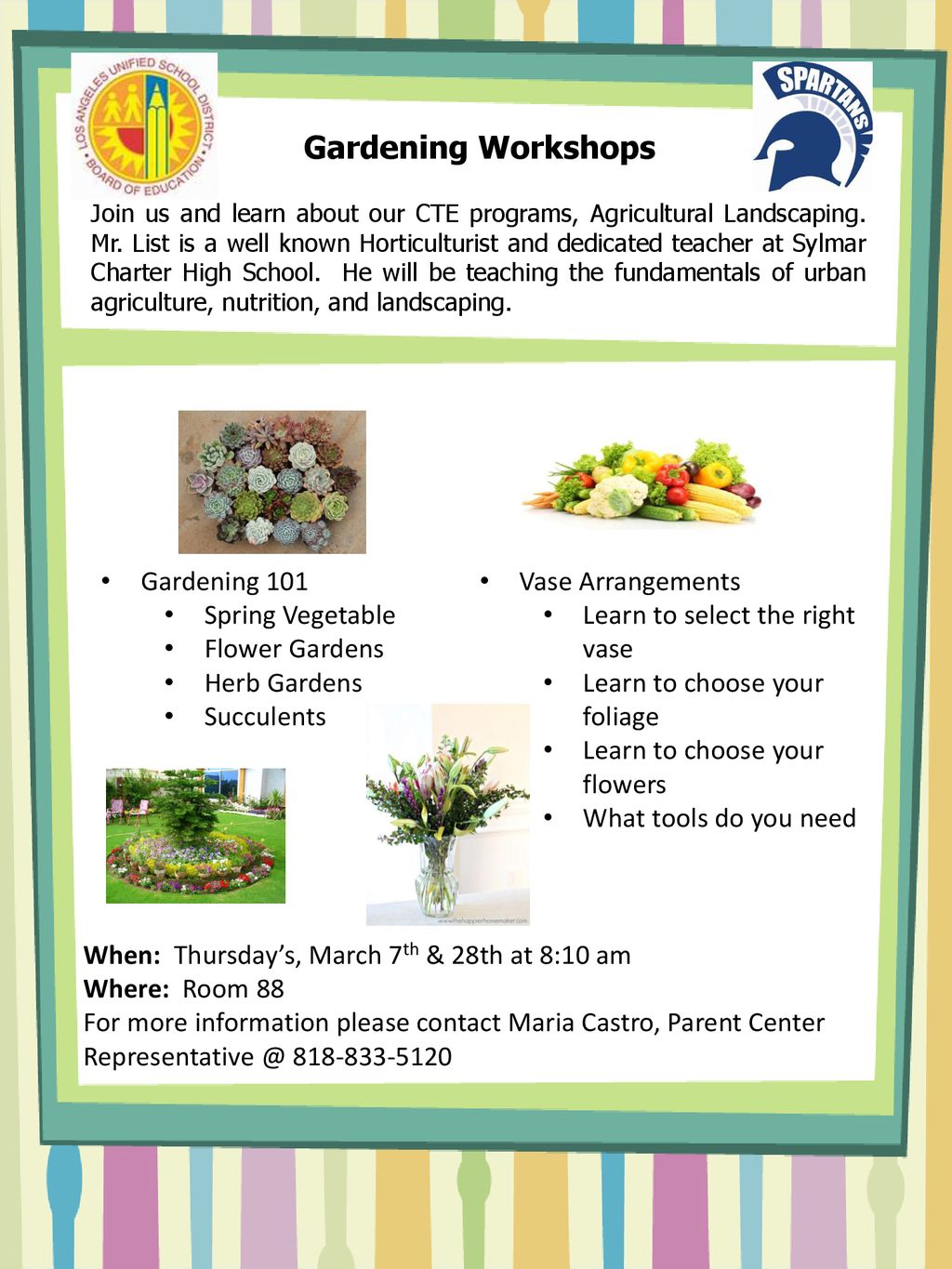 Gardening Workshops Gardening 101 Vase Arrangements Spring Vegetable