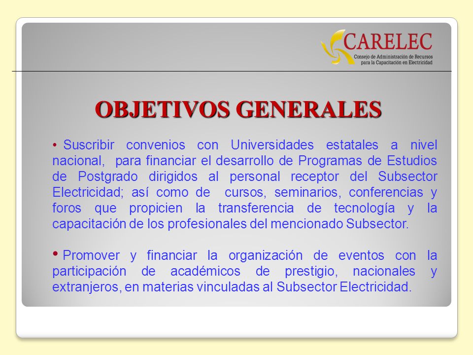 OBJETIVOS GENERALES
