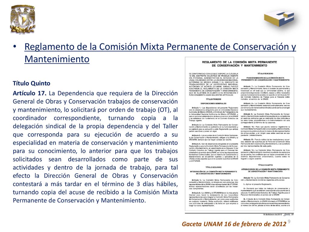 Reglamento de la Comisión Mixta Permanente de Conservación y Mantenimiento