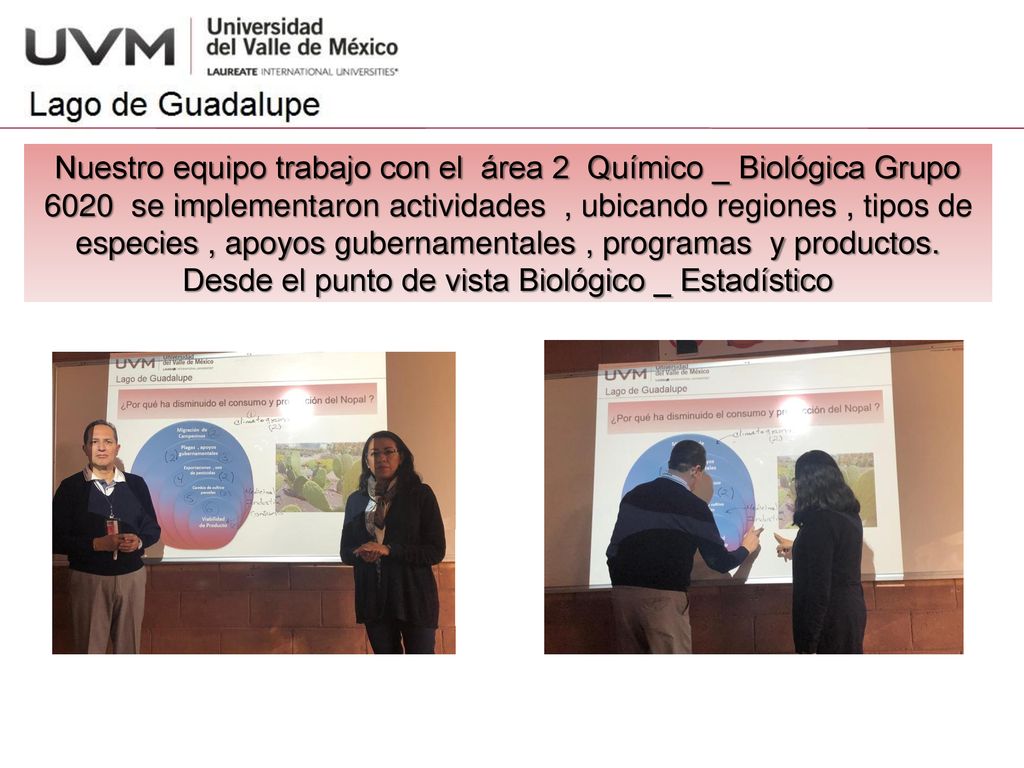 Nuestro equipo trabajo con el área 2 Químico _ Biológica Grupo 6020 se implementaron actividades , ubicando regiones , tipos de especies , apoyos gubernamentales , programas y productos.