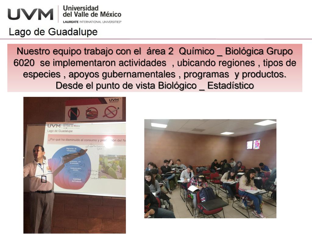 Nuestro equipo trabajo con el área 2 Químico _ Biológica Grupo 6020 se implementaron actividades , ubicando regiones , tipos de especies , apoyos gubernamentales , programas y productos.