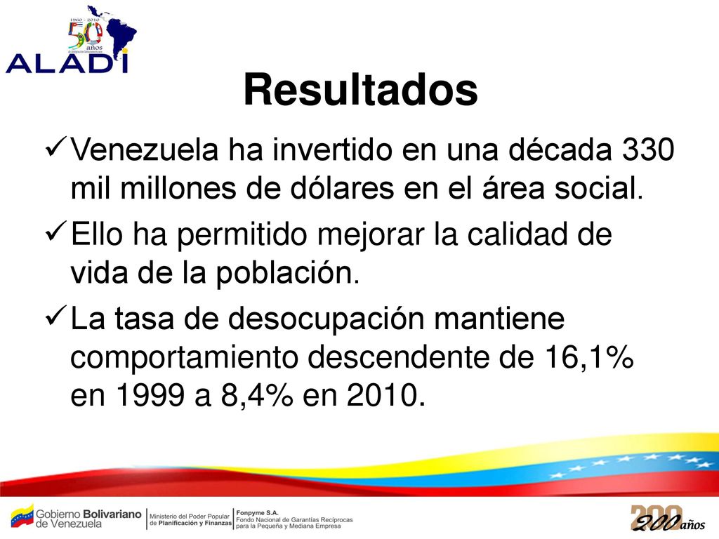 Resultados Venezuela ha invertido en una década 330 mil millones de dólares en el área social.