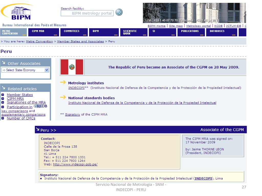 Servicio Nacional de Metrologia - SNM - INDECOPI - PERU