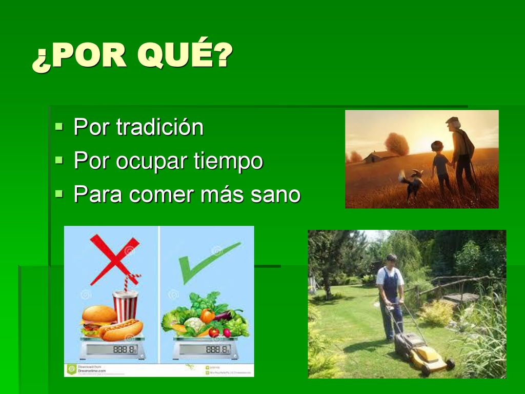¿POR QUÉ Por tradición Por ocupar tiempo Para comer más sano