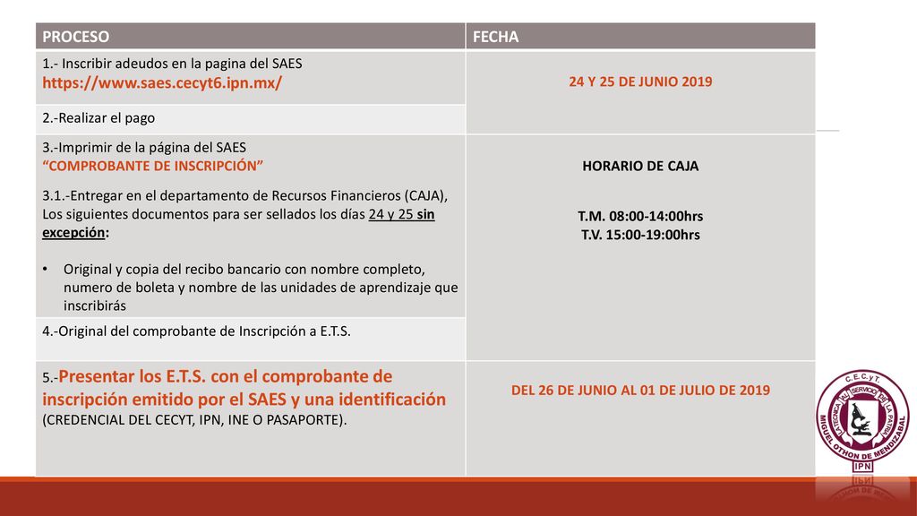 DEL 26 DE JUNIO AL 01 DE JULIO DE 2019