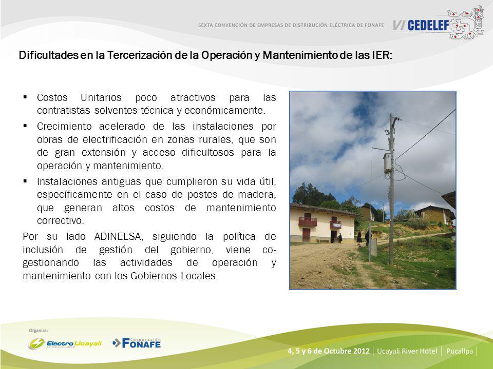 Dificultades en la Tercerización de la Operación y Mantenimiento de las IER: