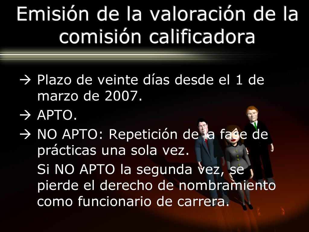 Emisión de la valoración de la comisión calificadora