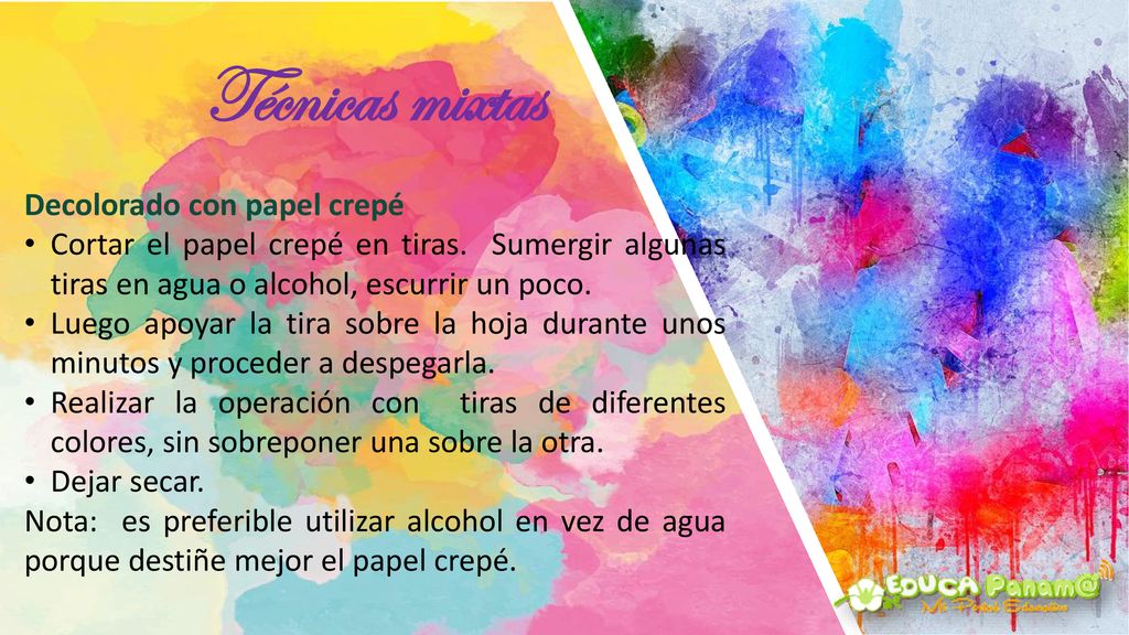 Técnicas mixtas Decolorado con papel crepé