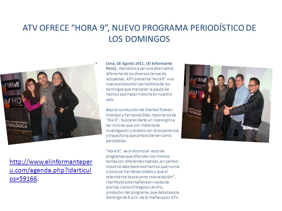 ATV OFRECE HORA 9 , NUEVO PROGRAMA PERIODÍSTICO DE LOS DOMINGOS