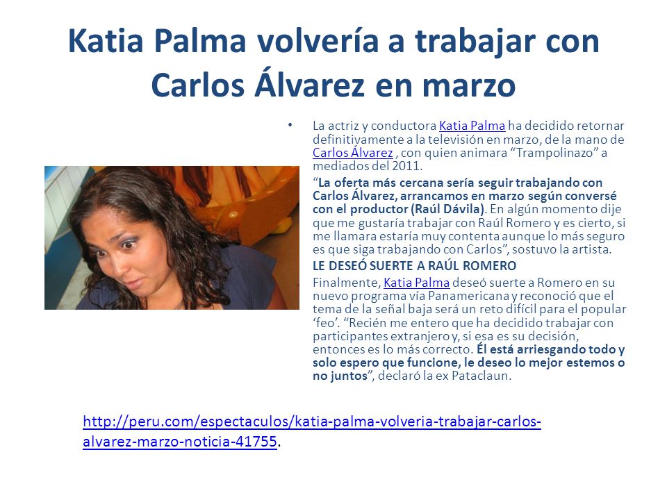 Katia Palma volvería a trabajar con Carlos Álvarez en marzo