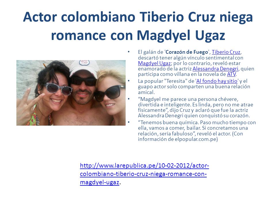 Actor colombiano Tiberio Cruz niega romance con Magdyel Ugaz
