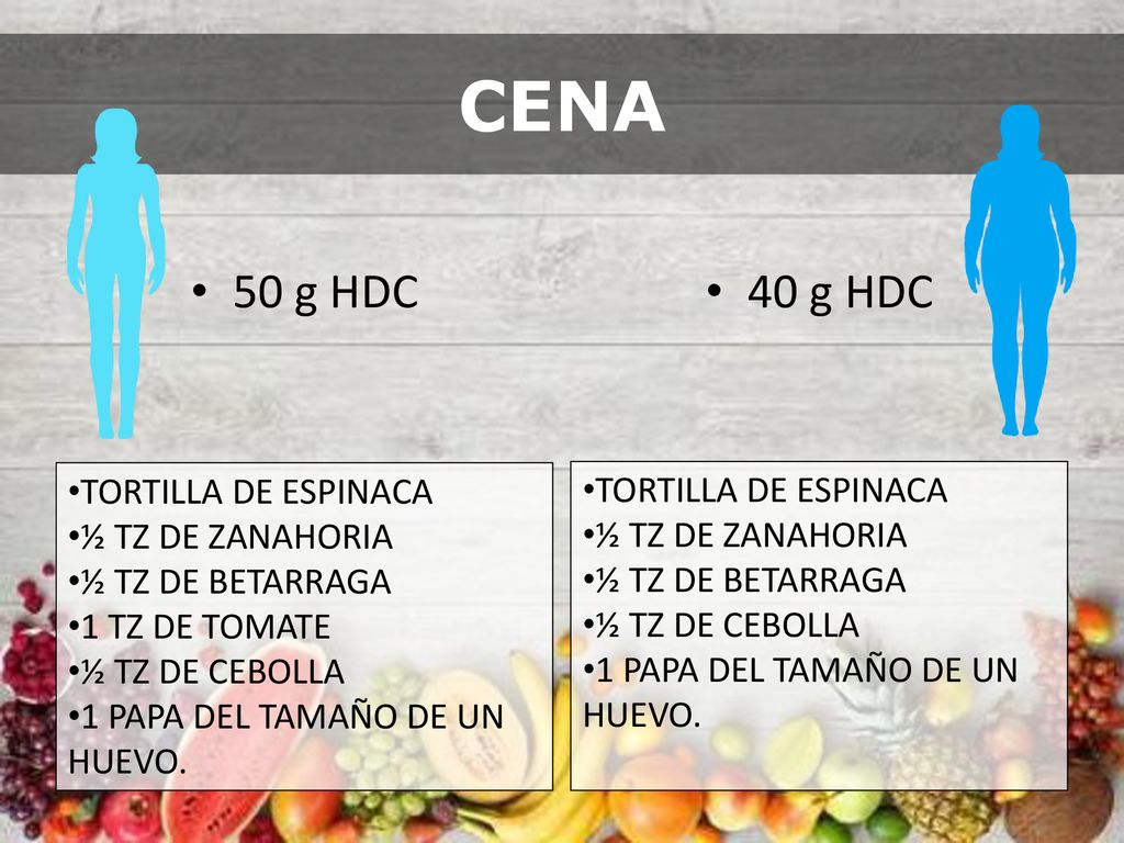 CENA 50 g HDC 40 g HDC TORTILLA DE ESPINACA ½ TZ DE ZANAHORIA