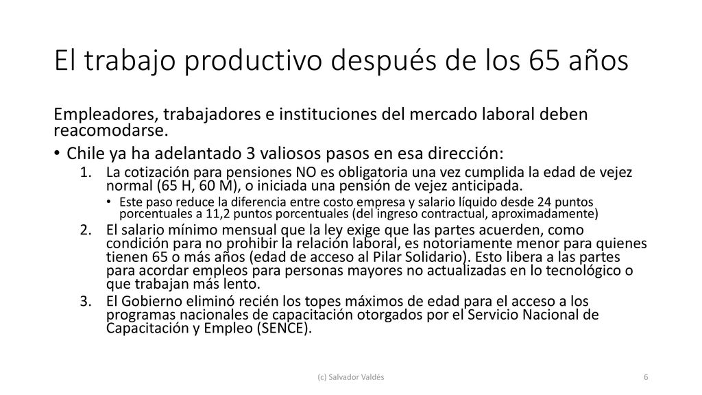 El trabajo productivo después de los 65 años