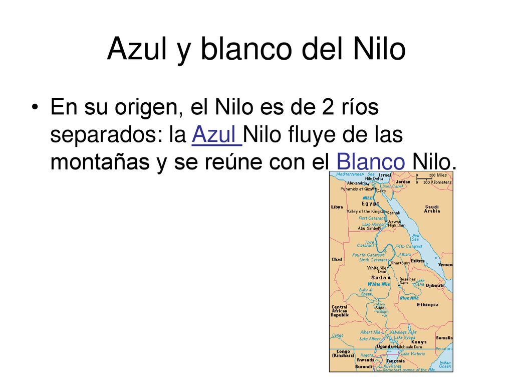 Azul y blanco del Nilo En su origen, el Nilo es de 2 ríos separados: la Azul Nilo fluye de las montañas y se reúne con el Blanco Nilo.