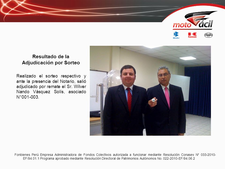 Resultado de la Adjudicación por Sorteo