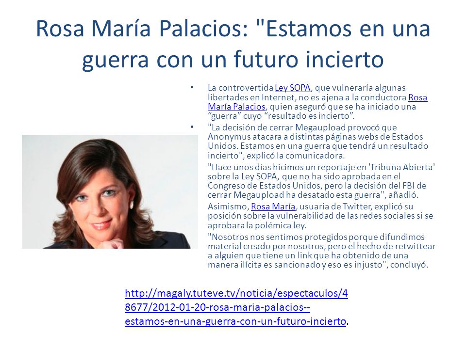 Rosa María Palacios: Estamos en una guerra con un futuro incierto