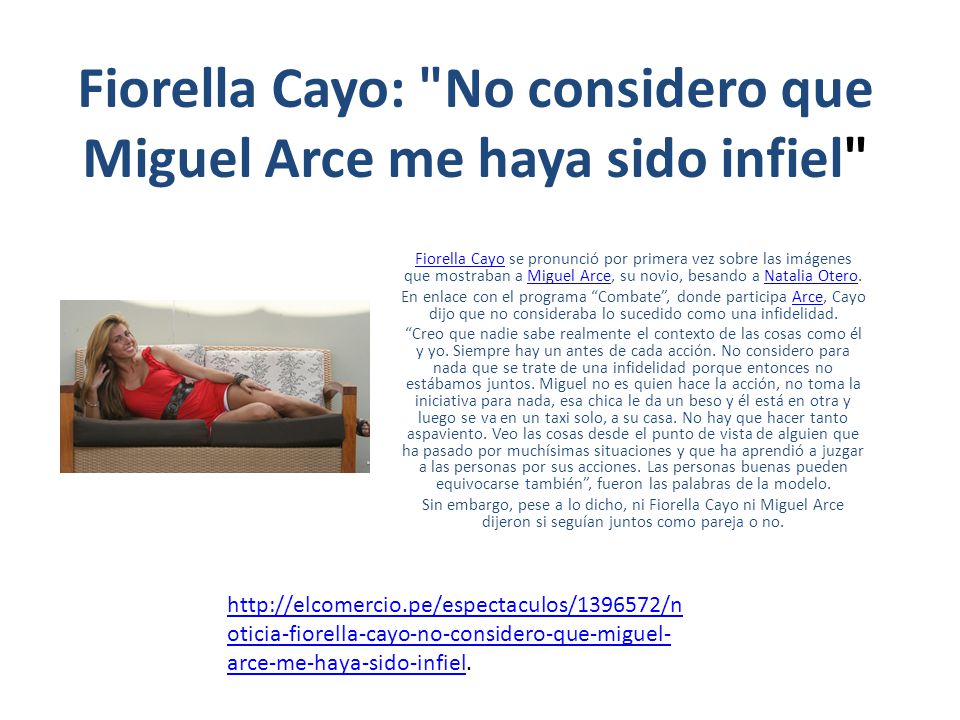 Fiorella Cayo: No considero que Miguel Arce me haya sido infiel
