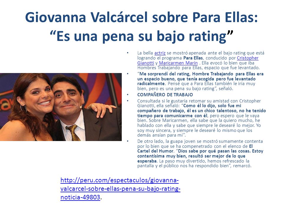 Giovanna Valcárcel sobre Para Ellas: Es una pena su bajo rating
