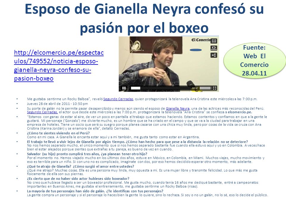 Esposo de Gianella Neyra confesó su pasión por el boxeo