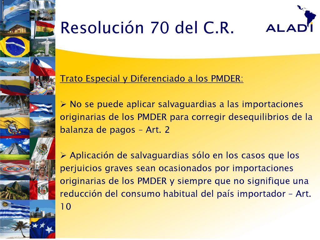 Resolución 70 del C.R. Trato Especial y Diferenciado a los PMDER: