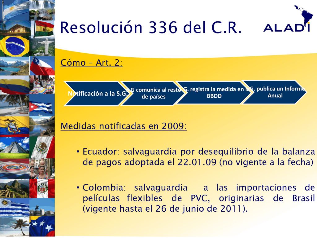 Resolución 336 del C.R. Cómo – Art. 2: Medidas notificadas en 2009: